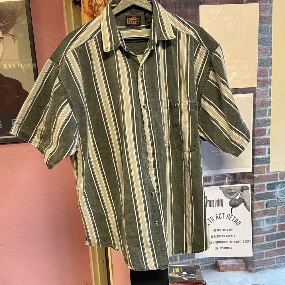Vintage Faded Glory Men's Striped Button Down Shirt